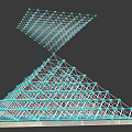 Geometric Garden Ornament With Metal Frame Blue Spheres Pyramid And Funnel Shape