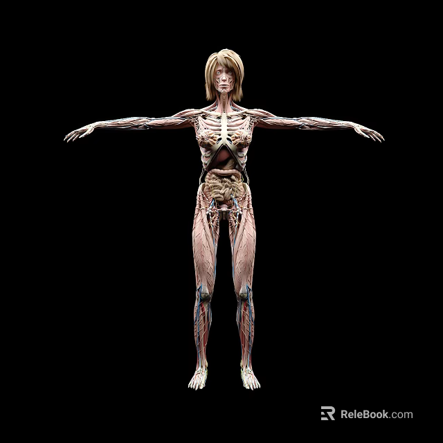 Medical Device 3D Human Anatomy Model Displaying Muscle Skeleton and Organ Structures 3d model 