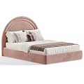Soft Upholstered Kids Bed With Curved Headboard Beige Brown Colors Pillows And Quilted Bedding