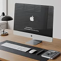 Apple iMac Desktop Computer Setup With Keyboard Mouse And Wooden Desk Accessories 3d model