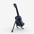 Art Supplies And Musical Instrument Blue Ukulele On Black Display Stand