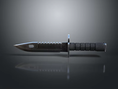 Tactical Military Weapon Knife With Metal Serrated Blade And Black Non Slip Handle 3d model