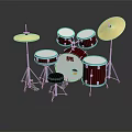 Red Professional Drum Set with Snare Tom Bass Drums Crash Cymbals and Adjustable Drum Stool