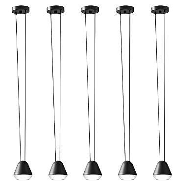 Modern Black Minimalist Pendant Lights With Five Hanging Units And Simple Design 3d model