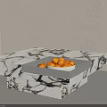 Modern Marble Coffee Table With Square Tray And Fresh Oranges On Top 3d model