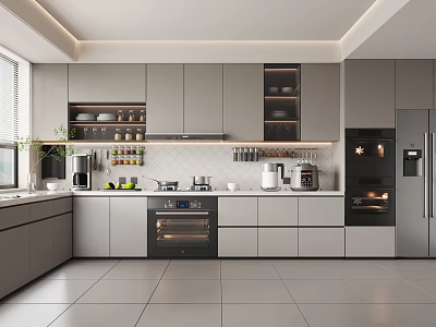Modern Kitchen Interior Design With Cabinets Island Countertop And Appliances 3d model
