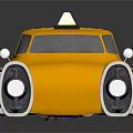 Yellow Taxi With Futuristic Design Streamlined Body And Roof TAXI Sign