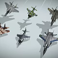 Variety Of Fighter Jets In Different Styles 3d model