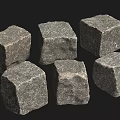 Natural Gray Stone Cubes With Wood Accents And Rough Surface Texture Design