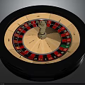 Roulette Wheel As Living Item With Circular Black Frame Gold Center Red Black Numbered Pockets
