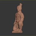 Pink Terracotta Warrior Sculpture Carved In Kneeling Posture With Detailed Armor