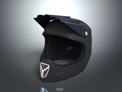 Modern Black Sports Helmet With Silver Logo And Ventilation Holes Design 3d model