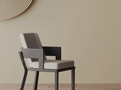 Modern Minimalist Dining Chair With Gray Upholstered Seat And Black Wooden Frame 3d model