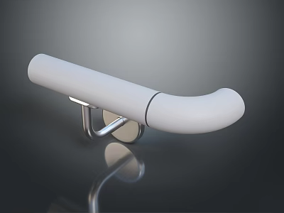 White Wall Mounted Grab Bar For Bathroom Safety With Stainless Steel Bracket 3d model