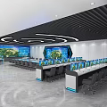 Modern Control Room With Large Screens Control Consoles And Seats Layout 3d model