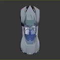 Futuristic Silver Sports Car With Sleek Design And Convertible Blue Top