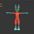 Cartoon Cat Video Game Character With Blue Ears Yellow Eyes Orange Jumpsuit And Outstretched Arms