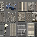 Modern Interior Partition Designs Featuring Various Geometric Patterns Laser Cut Screens 3d model