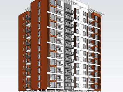 modern middle and high-rise residential buildings model