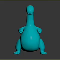 Turquoise Cartoon Dinosaur Toy With Round Body Short Limbs And Curved Tail