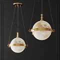 Modern Moon Surface Pendant Lights With Gold Metal Rings On Black Background