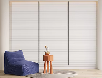 venetian curtain fabric curtain folding curtain shangri-la curtain honeycomb curtain single lazy person sofa side table 3d model