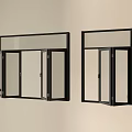 Black Casement Windows Installed On Light Colored Wall For Interior Design 3d model