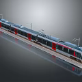 Modern Silver and Red Electric Train on Railway Track with High Speed Exterior Design