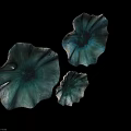 Elegant Set of Three Lotus Shaped Teal Blue Shiny Wall Decorations