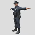 Realistic Game Movie Police Character In Uniform With Tactical Vest And Badge