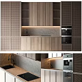 Modern Kitchen Interior With Wooden Cabinets Marble Countertop Built in Appliances And Under Cabinet Lighting