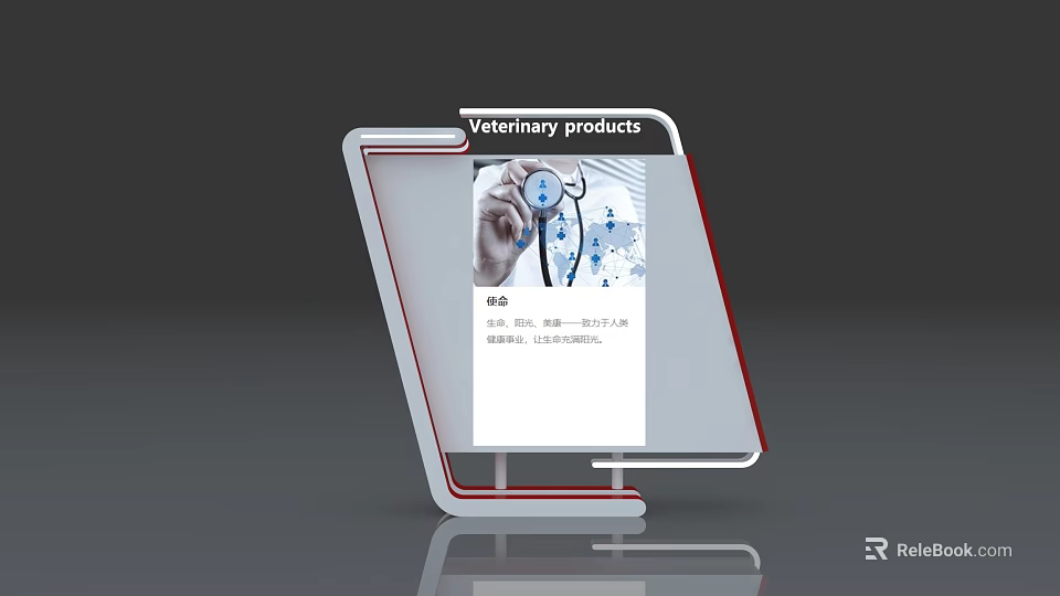 Veterinary Products Display Stand With Stethoscope Image And Product Information 3d model 