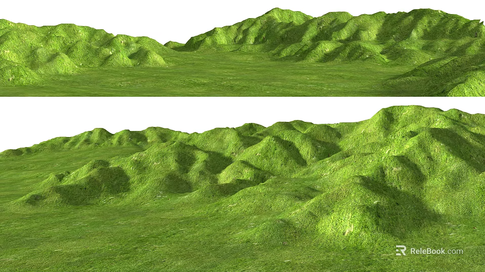 Lush Green Garden Landscape With Rolling Hills And Natural Grassland 3d model 