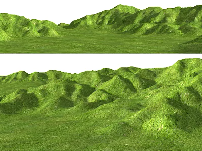 Lush Green Garden Landscape With Rolling Hills And Natural Grassland 3d model