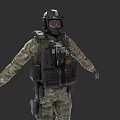 Game and Movie Military Character Wearing Camouflage Uniform With Tactical Vest Helmet And Goggles