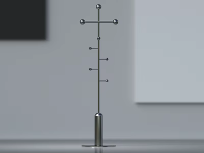 Modern Stainless Steel Bathroom Cabinet Rack With Multi Hook Storage Organizer 3d model