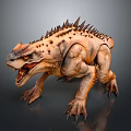 Fierce Spiked Spotted Creature 3D Model With Sharp Teeth And Powerful Limbs