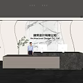Modern Front Desk Reception Interior For Architectural Design Company With Marble Counter 3d model