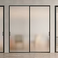 Modern Glass Doors Sliding Frosted And Louvered Panel Designs In Minimalist Interior With Gray Walls