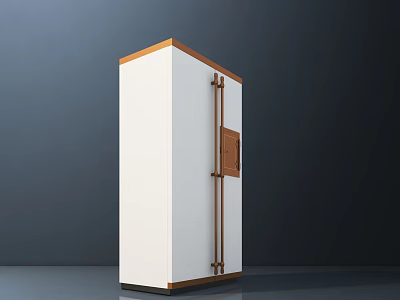 White Refrigerator Freezer Featuring Wooden Accents Double Door Design And Dark Background 3d model