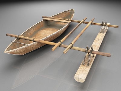 wooden boat small boat fishing boat sea boat 3d model