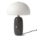 Modern Table Lamp With Ribbed White Lampshade And White Marble Base 3d model