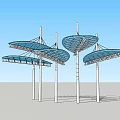 Modern Pergola Design With Geometric Hollow Structure And Multi Layer Umbrella Shape 3d model