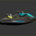 Turquoise And Gray Modern Jet Ski With Sporty Design Comfortable Seat And Handlebars
