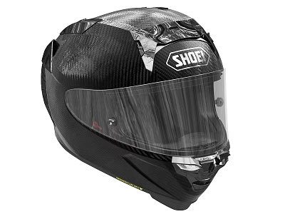 SHARK Carbon Fiber Motorcycle Helmet With Transparent Visor And Black Design 3d model