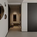 Modern Living Dining Room With Beige Sofa Black Armchair Glass Coffee Table TV Wall Fireplace