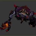 Armored Demonic Game Movie Character With Flaming Weapons Horns Red Black Armor And Mythical Features