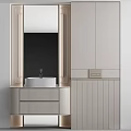 Sleek Modern Bathroom Cabinet With Framed Mirror Sink And Textured Drawers