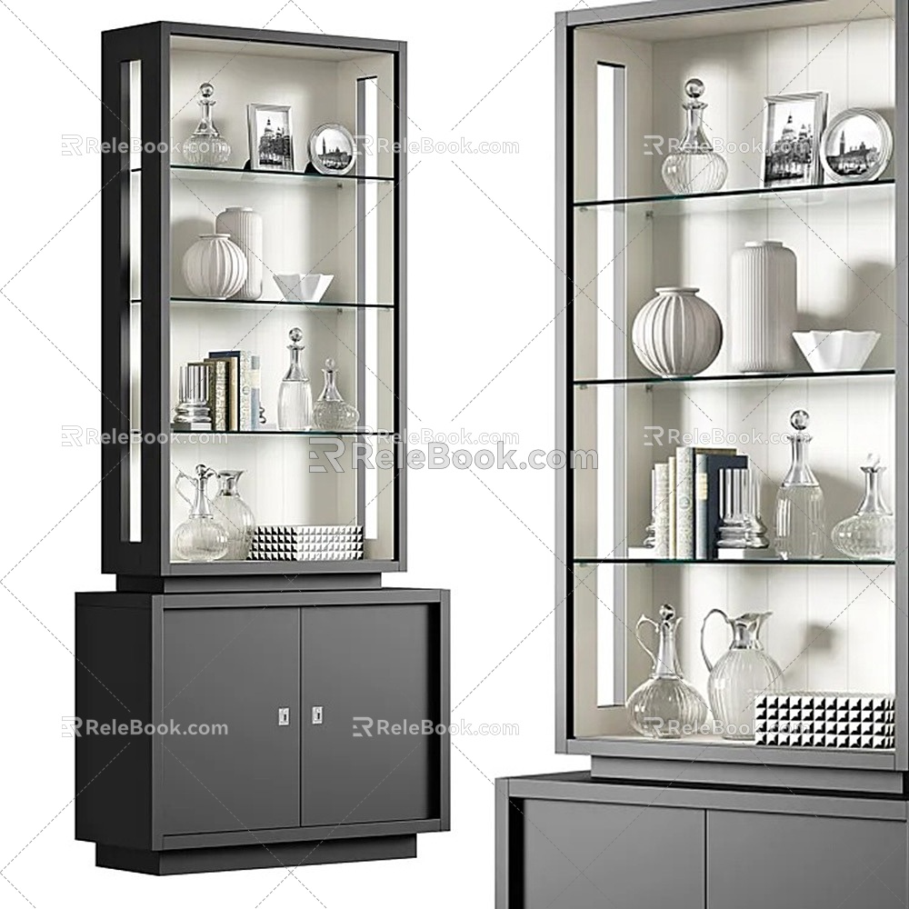 Black Belt Glass Wine Cabinet Display Cabinet model