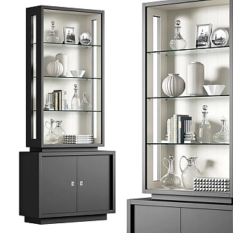 Black Belt Glass Wine Cabinet Display Cabinet 3d model